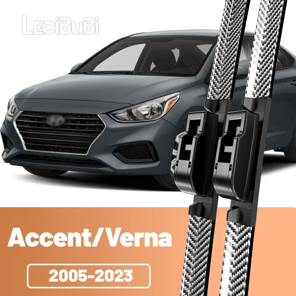 2 stücke Frontscheibe Scheibenwischerblätter Carbon Faser Scheibenwischer Für Hyundai Accent Verna 2005-2023 2011 2017 2018 2019 2020
