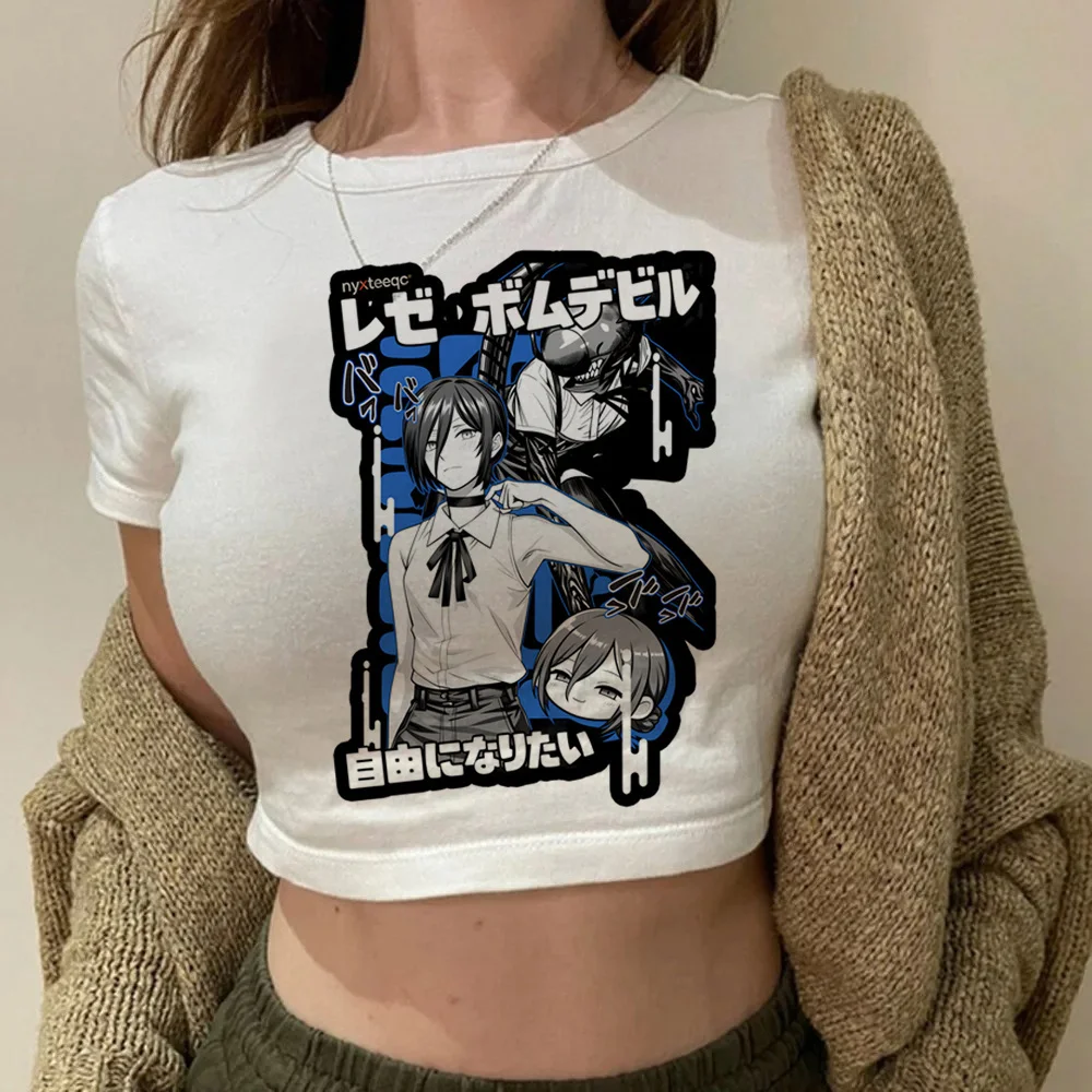 Chainsaw Man Makima Reze cropped top women manga korean fashion cute shirt graphic kawaii alternative  clearance sales grunge