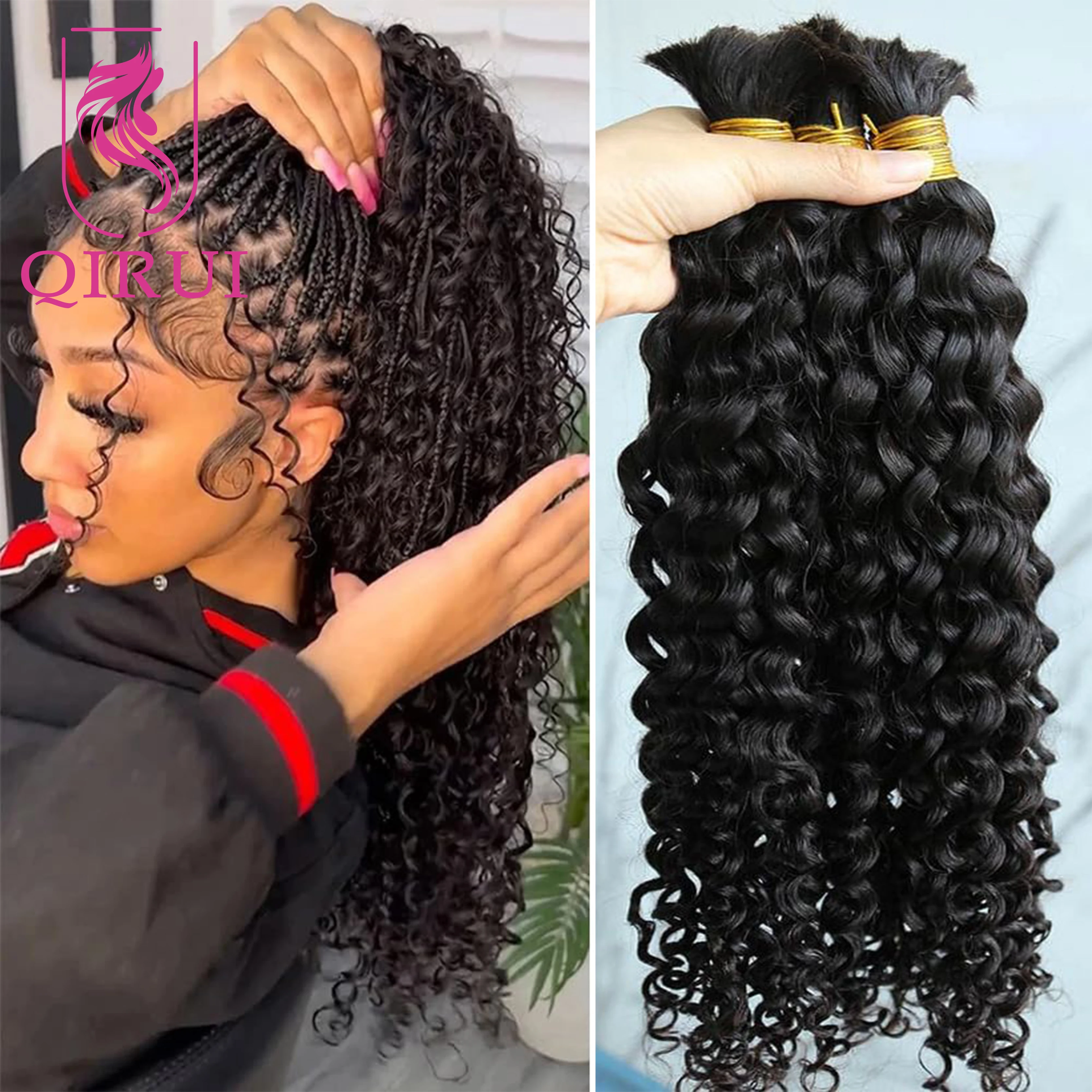 Bulk Human Hair For Braiding Spanish Curl Braiding Hair Extensions Boho Braids Human Hair Bundles Double Drawn Wholesale