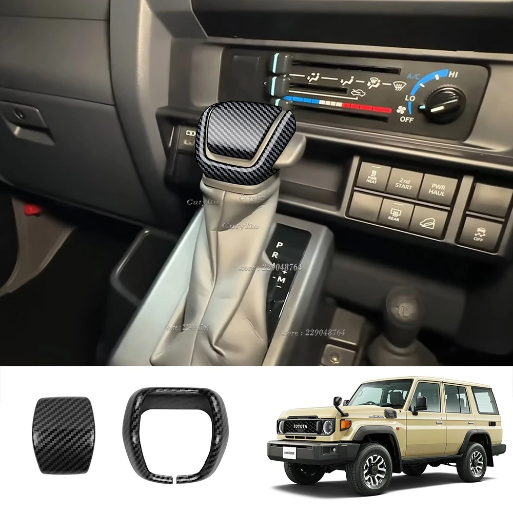 RHD For Toyota Land Cruiser 250 Prado LC250 LC300 70 ABS Carbon Fiber Car Gear Shift Knob Gear Head Cover Trim Accessories