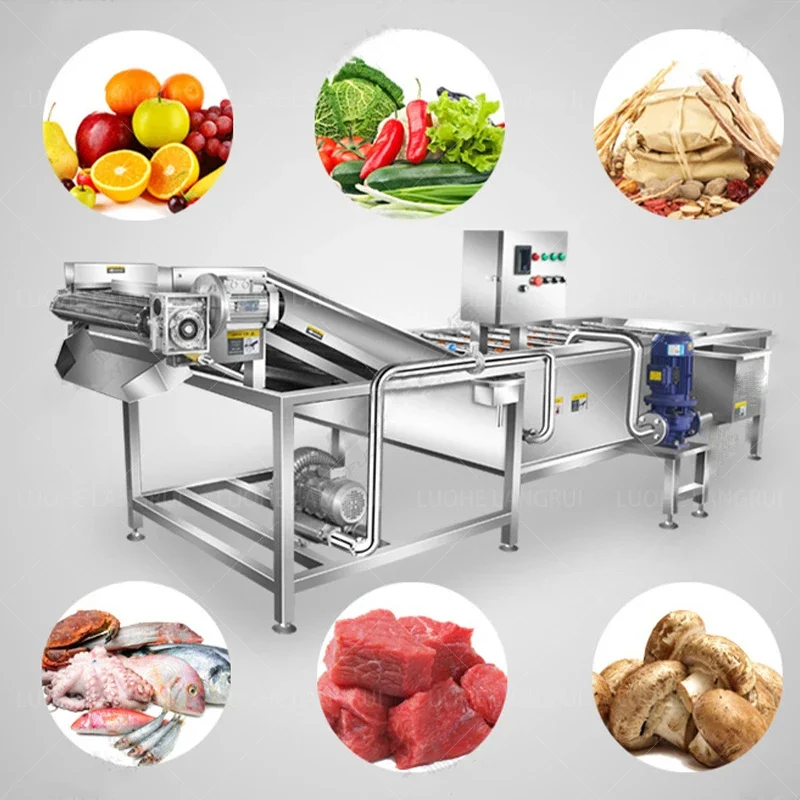 Automatic Fruit Vegetable Bubble Cleaning Machine - Detachable Parts, Easy to Sanitize, Suitable for Catering & Hotel Kitchens