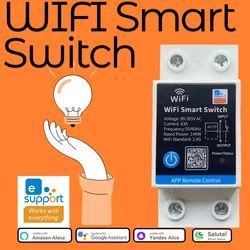 eWelink 63A Smart Switch Relay APP Remote Control Timer Inching Function Din Rail 2P Smart Switch Works With Alexa/Google/Salute