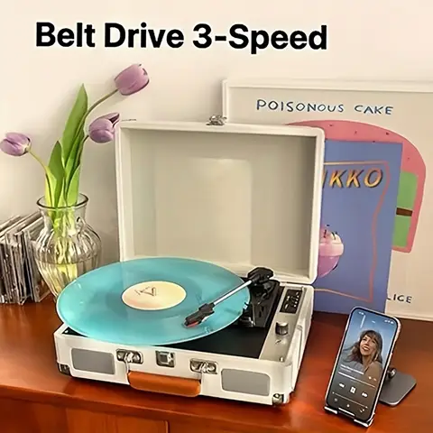 레트로 레코드 플레이어 P01, 블루투스, 스피커 2개 내장, 3가지 속도 33/45/78, RCA 출력 및 Aux 입력, USB 및 SD/TF 카드, 최고의 선물