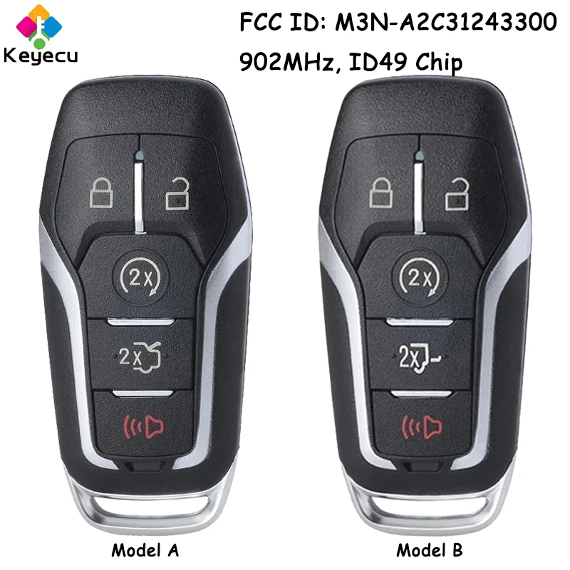 

KEYECU Smart Remote Car Key With 5Buttons 902MHz ID49 Chip for Ford Explorer Fusion Edge Mustang F-150 F-250 Fob M3N-A2C31243300