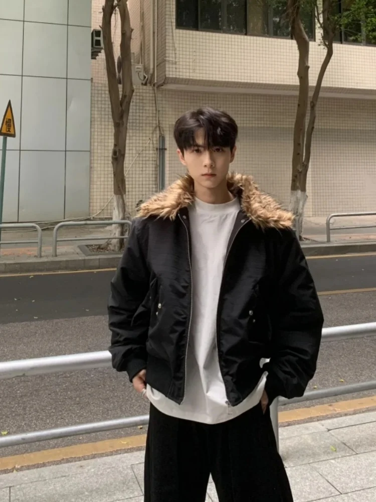 

Мужская утепленная куртка в американском ретро-стиле с отстегивающимся меховым воротником, модная брендовая зимняя хлопковая куртка премиум-класса Cleanfit