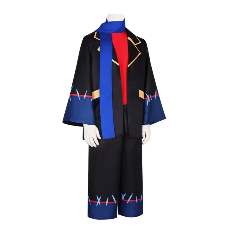 In Stock Undertale Error Sans Cosplay Costume For Adult Black School Uniform Jacket Pants With Royal Blue Scarft Halloween Suit