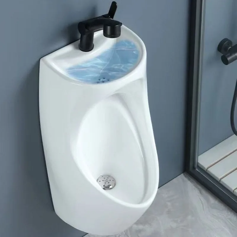 Urinal integrated ceramic intelligent sensor wall-mounted water-saving urinal with wash basin