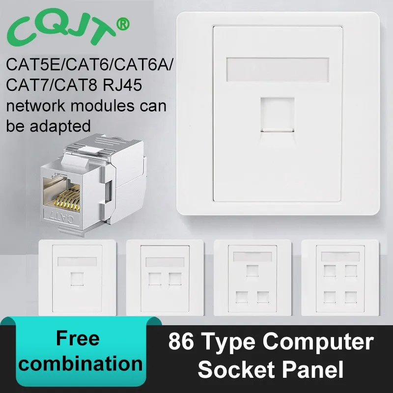 

Computer Socket Panel 86 Type Computer Socket Panel CAT5/6/6A/7/8 Network Module RJ45 Keystone Cable Interface Outlet Wall Switc