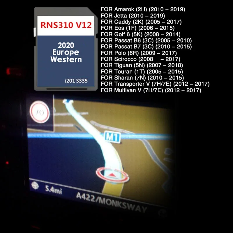 for VW RNS 310 V12 West Europe Navi SD Card Version 2020 8GB Navigation Maps Update Data Version Car Accessories Sat NAV