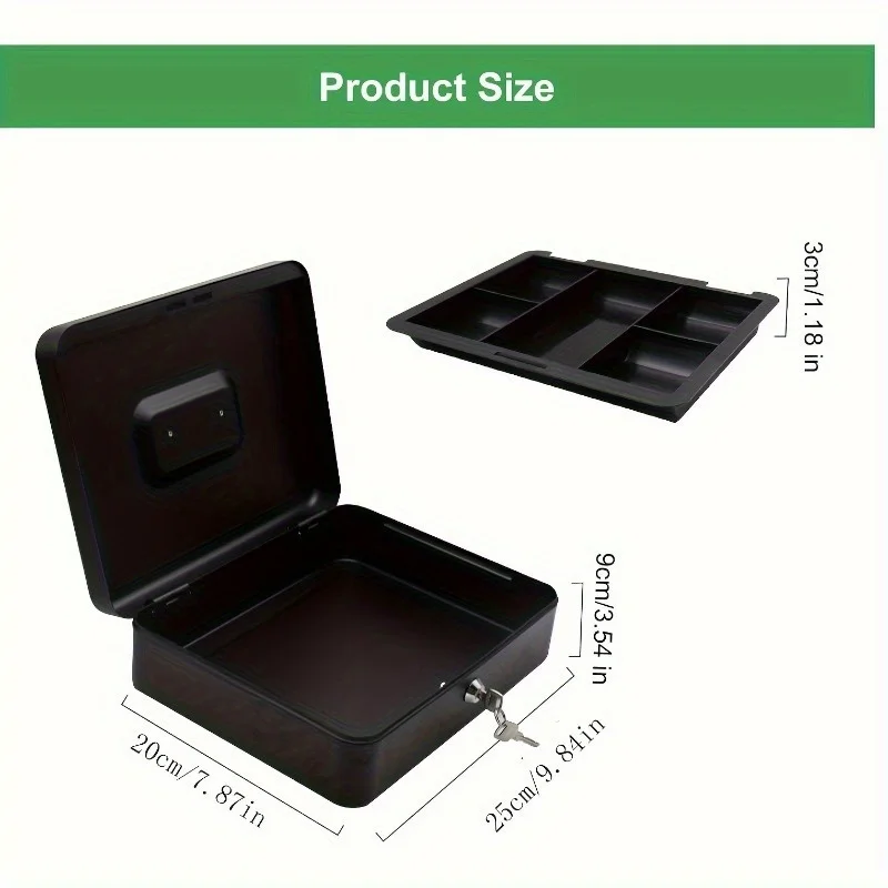 Portable Metal Cash Storage Box with 2 Keys To Unlock Cash Safe Box Home Store Hide Coins Money Jewelry Safe