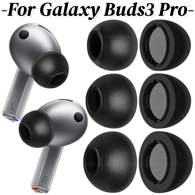 Ponteiras de Silicone de Espuma de Memória para Samsung Galaxy Buds 3 Pro, Capas de Substituição Macias com Redução de Ruído para Buds3Pro