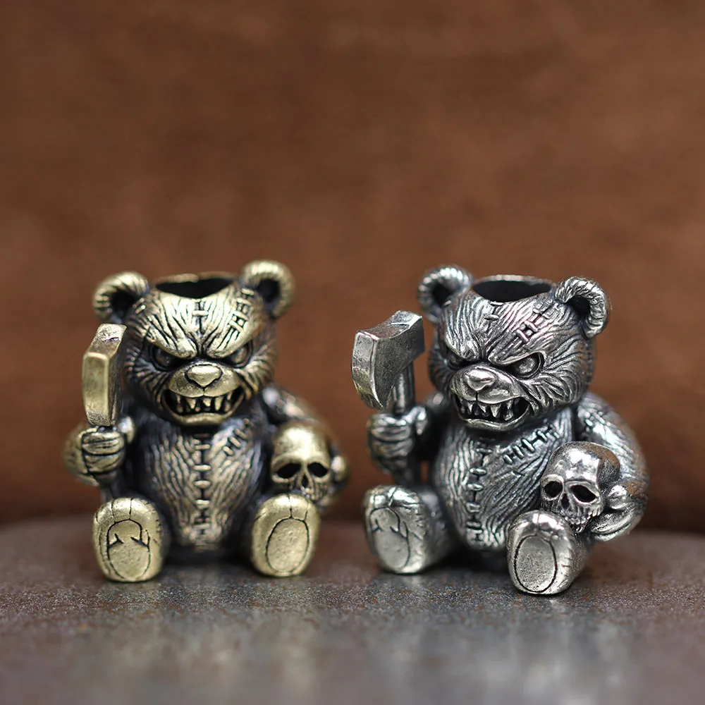 Axe Bear Brass Knife Bead Skull Animal EDC DIY Paracord Woven Bracelets Lanyard Pendant Accessories Outdoor Tool Hangings Charms