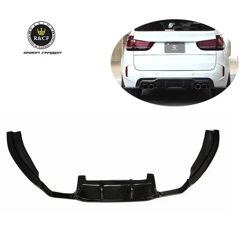 For BMW F85 X5M Rear Diffuser 3D Style Carbon Fiber Rear Bumper Spoiler Lip Exterior Accessories