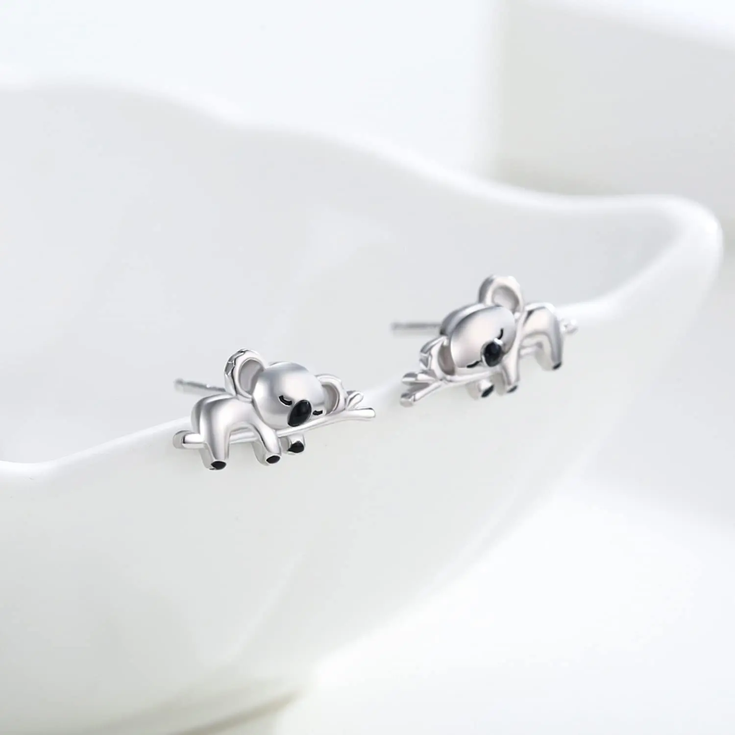 Harong Animal Earrings Cute Koala Silver color Stud Earrings Animal Jewelry Gift for Women Girls Hypoallergenic Earrings Gift