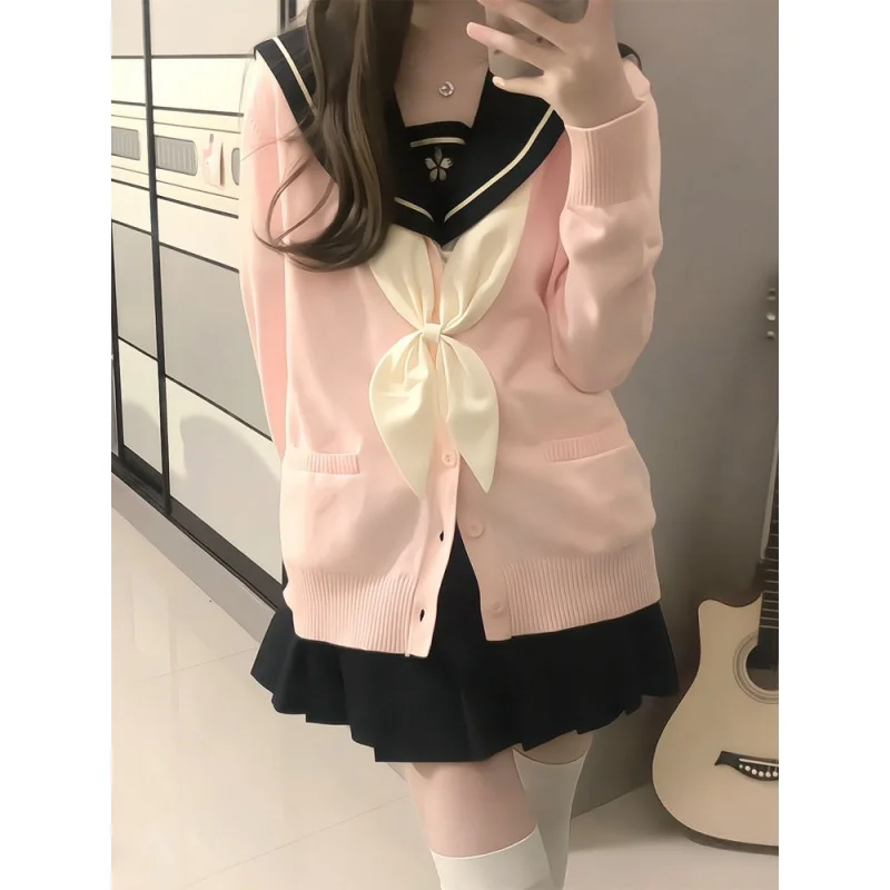 Hu Lina Original Jk Uniform Women\'s Autumn and Winter Uniform Suit Bandage Dress Cardigan Long Sleeve College Japanese Style for