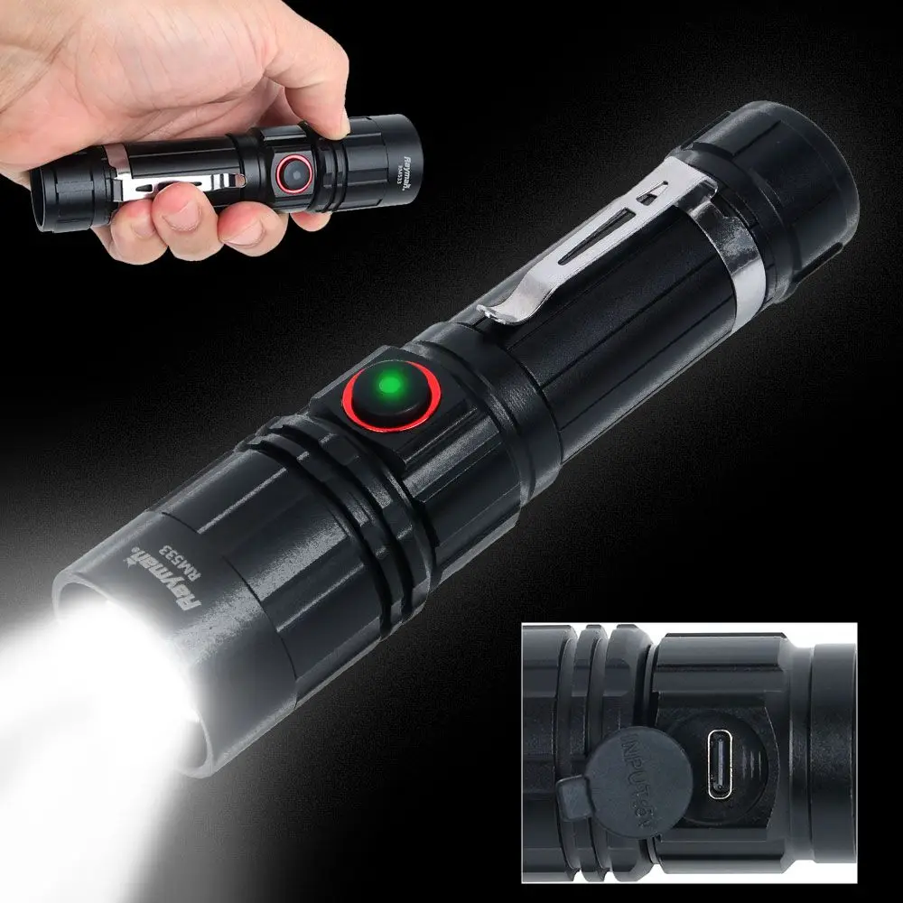 Lei man LED flash zoom light flashlight type C rechargeable RM533-2600FS