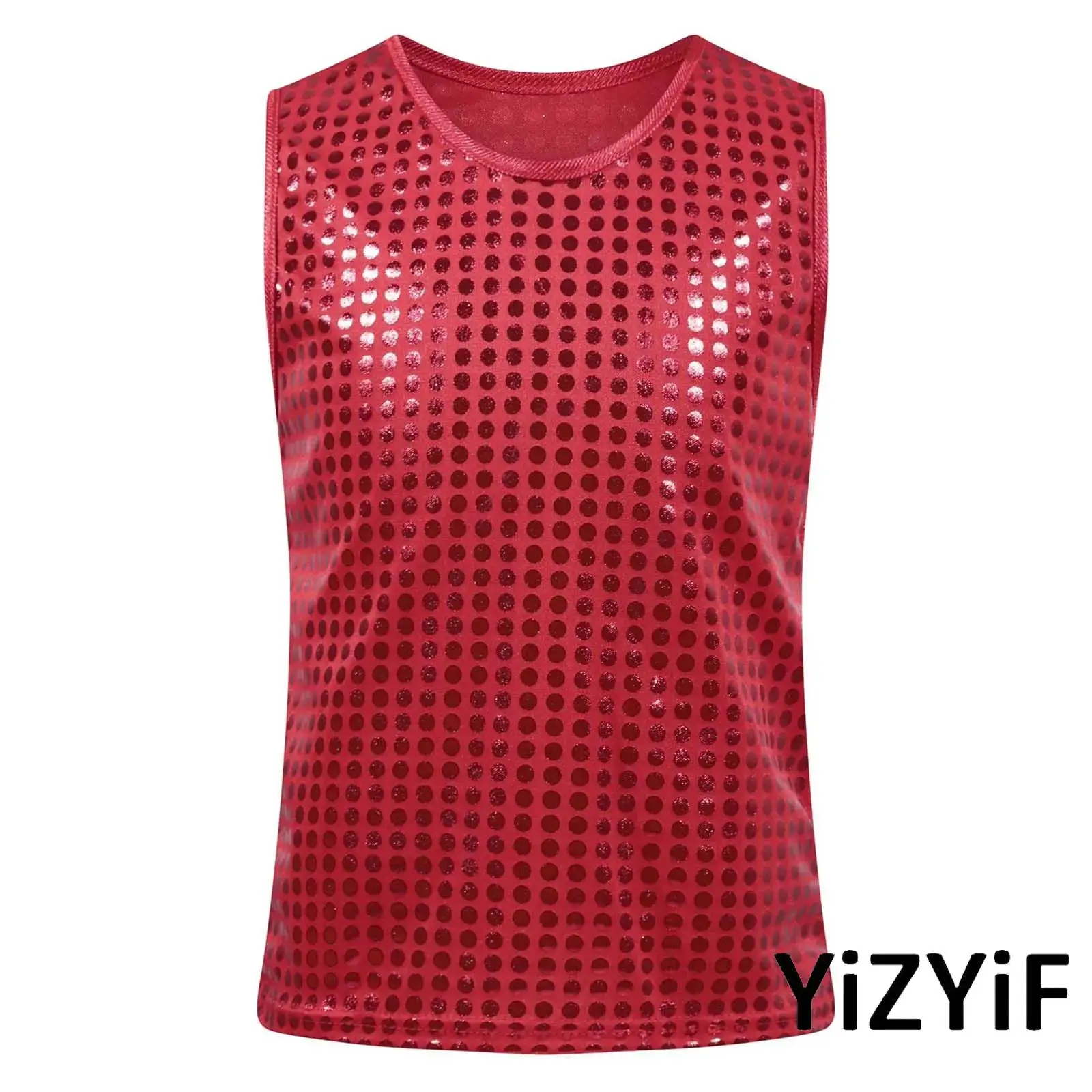 

Sparkling Jazz Dance Vest for Girls Metallic Dots And Comfort Fit Casual Tank Top for Stage Performances And Gymnastics Practice