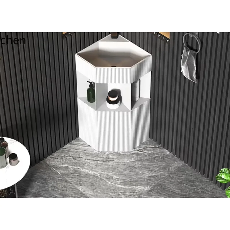 u11triangular column basin washbasin integrated artificial stone pillar basin corner triangular drop washbasin