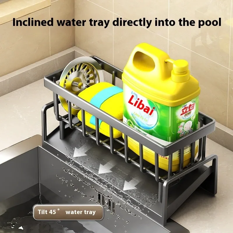 Kitchen Sink Drain Rack Organizer Thickened ABS Plastic Self-draining Sink Shelf Soap Holder Dishcloth Towel Rack  Sink Rack