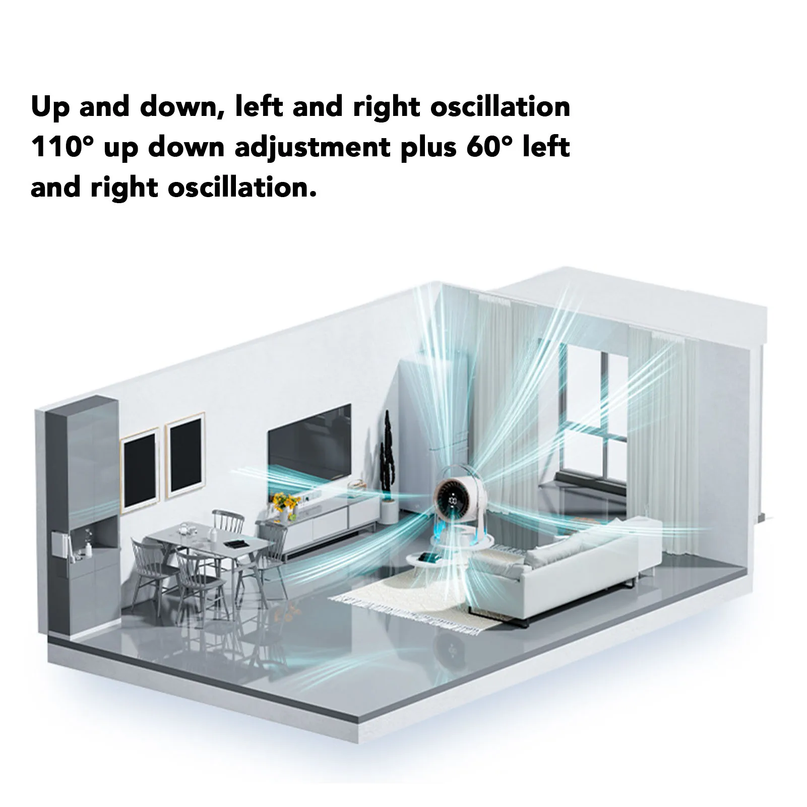 Настольный вентилятор Настольный осциллирующий вентилятор 100-скоростной тихий перезаряжаемый длительный срок службы батареи Высокоскоростной настольный вентилятор с циркуляцией воздуха для помещения