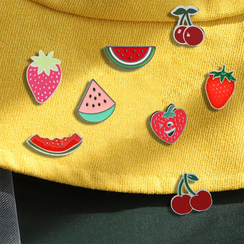 12 Stijl Fruit Vintage Broche Watermeloen Aardbei Email Pin Badge Kersen Broches Voor Vrouwen Sieraden Mannen Accessoires Pinnen Cadeau