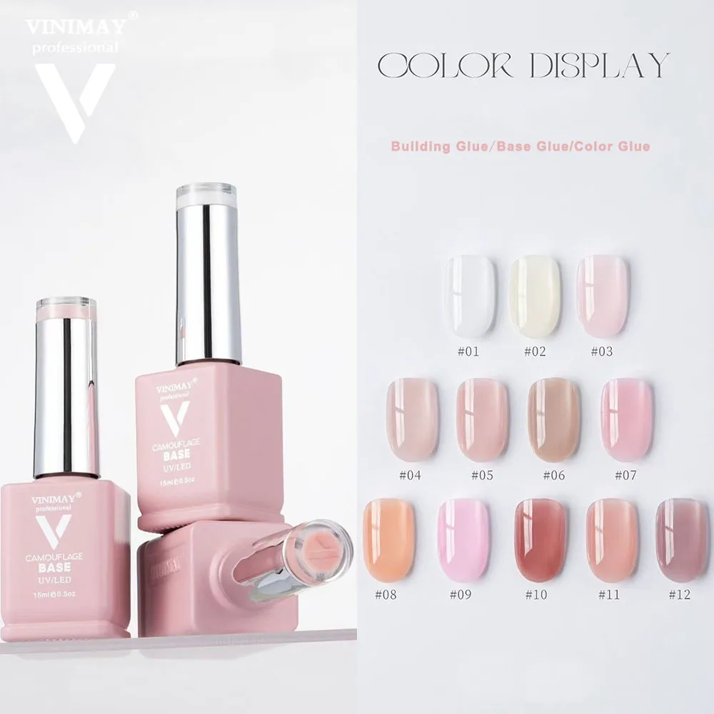 Pink Rose 12pcs Nude Color Gel Polish Set WIth Color Card Building Jelly Gel Soak Off Color Primer LNail Salon Wholesale Set