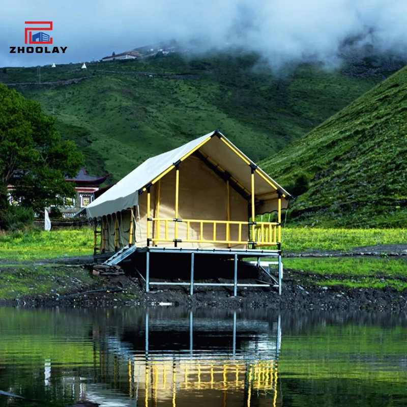 Outdoor Camp Light  Lodging Tent Camping Popular Scenic Spot Tent Solid Wood Structure Double Layer Tent