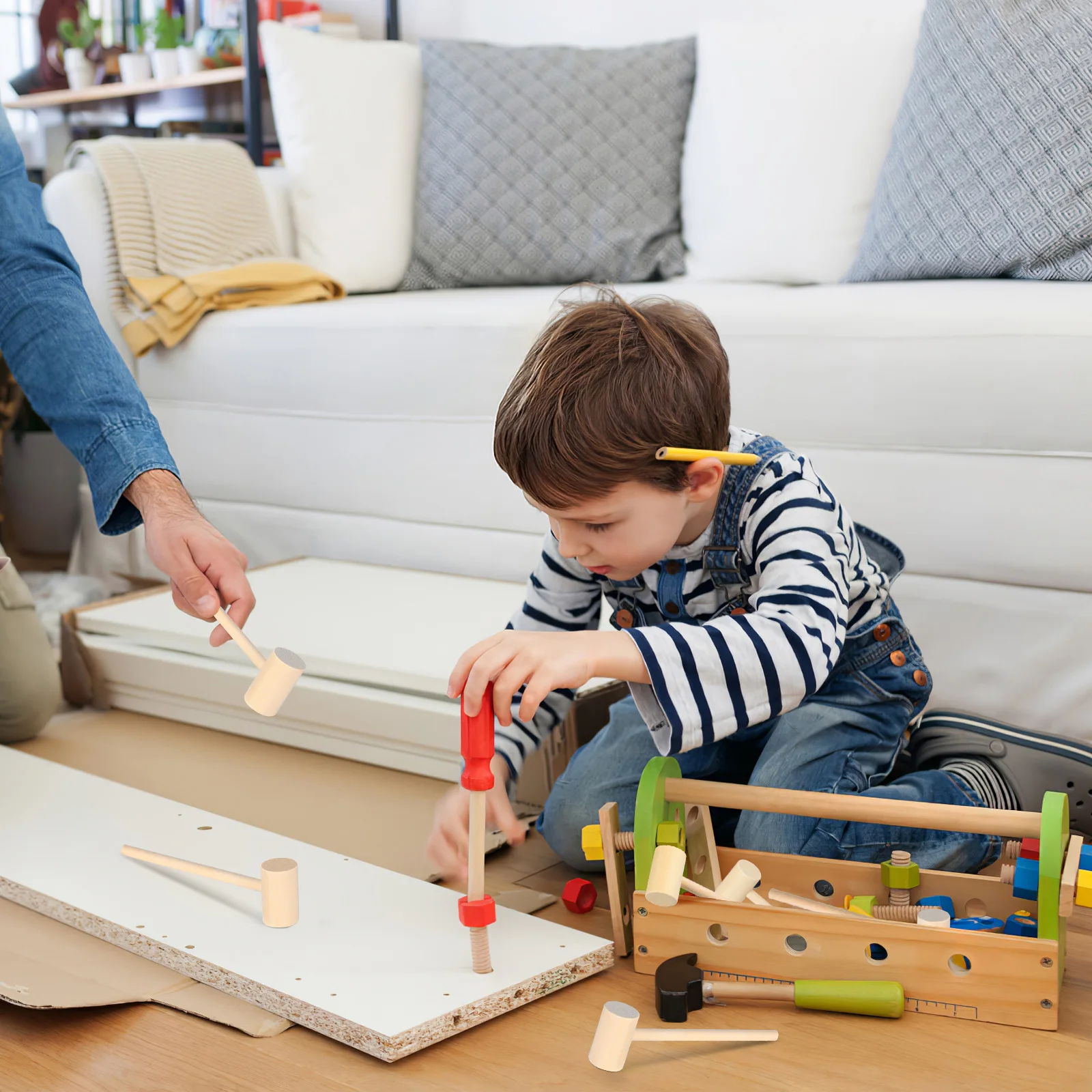 

Набор из 12 деревянных молоточков для детей: развивающие мини-молотки из массива дерева для координации рук и глаз, тренировки мышц, игры и подарков