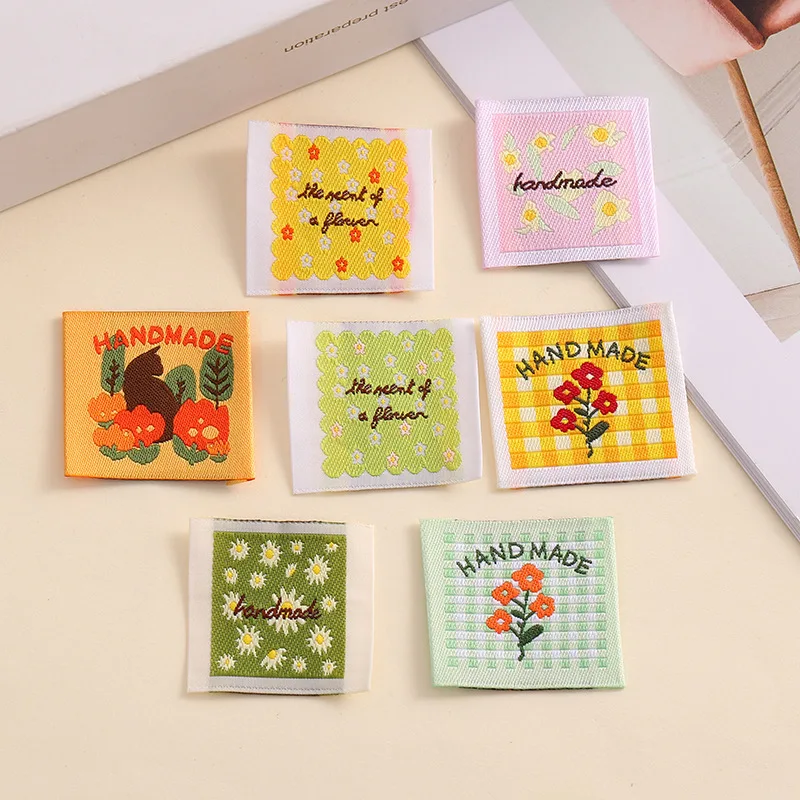 Ready Stock Flower Woven Labels, Cute Fresh Embroidery Patches, DIY Decor Accessories for Bags Clothes Wholesale