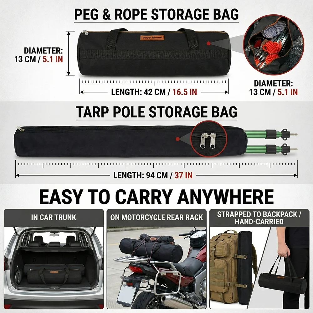 Aluminium Teleskop Zeltstangen Set 30mm Heavy Duty, Verstellbare Aufstellstangen für Tarp Sonnensegel Camping Vorzelt, Robustes Kit inklusive Heringe und Abspannseile für maximale Stabilität im Freien – Detail 6