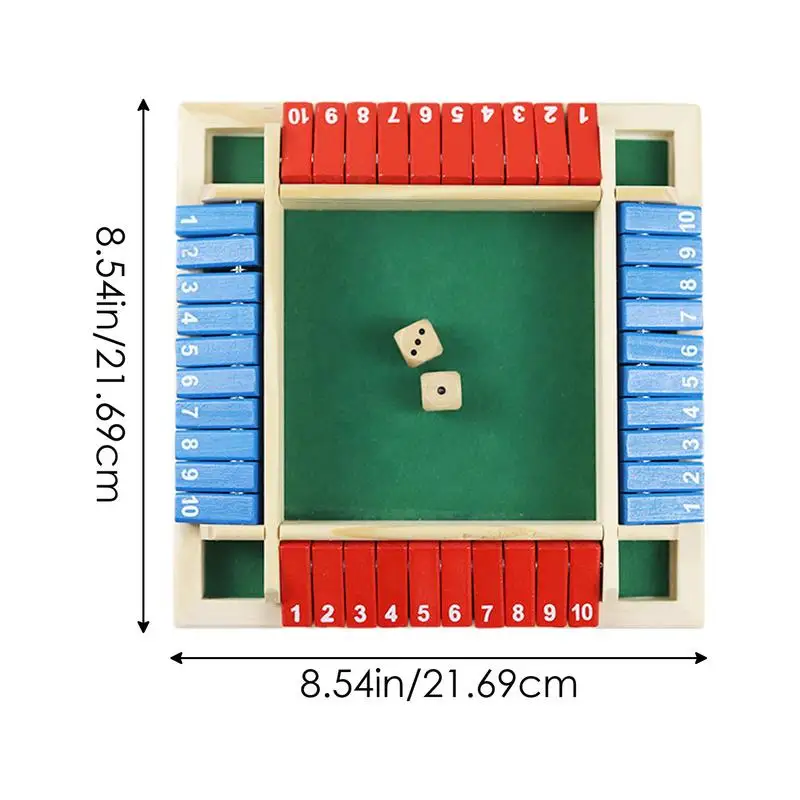 Four-Person Digital Colorful Dice Shut The Box Board Game Four Sided Table Game Set For Bar Family Party Games