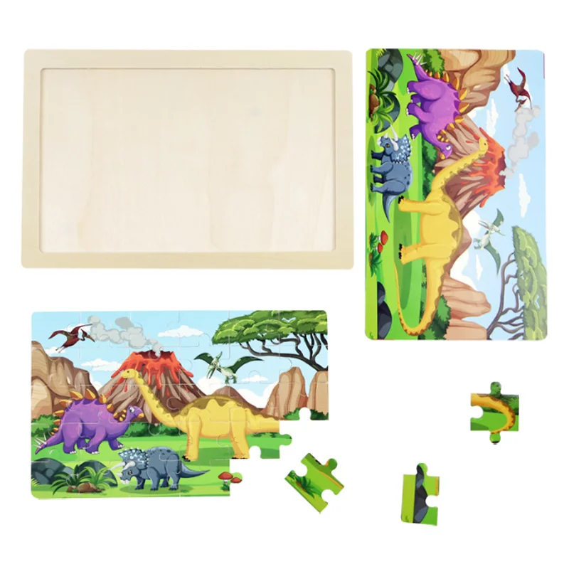 Novo 30 peças quebra-cabeça de madeira crianças dos desenhos animados animais quebra-cabeças de madeira jogos do bebê cedo brinquedos educativos para crianças presente