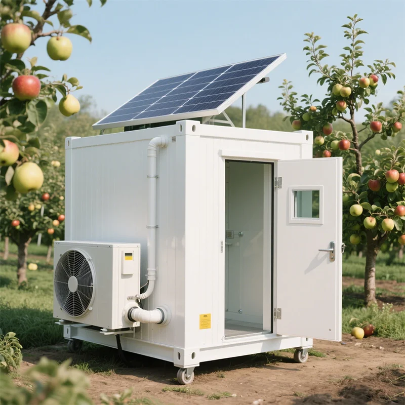 FOODLINE Solar Powered Refrigerated Container off‑grid standby mode for mountain farm fresh produce cold cabinet
