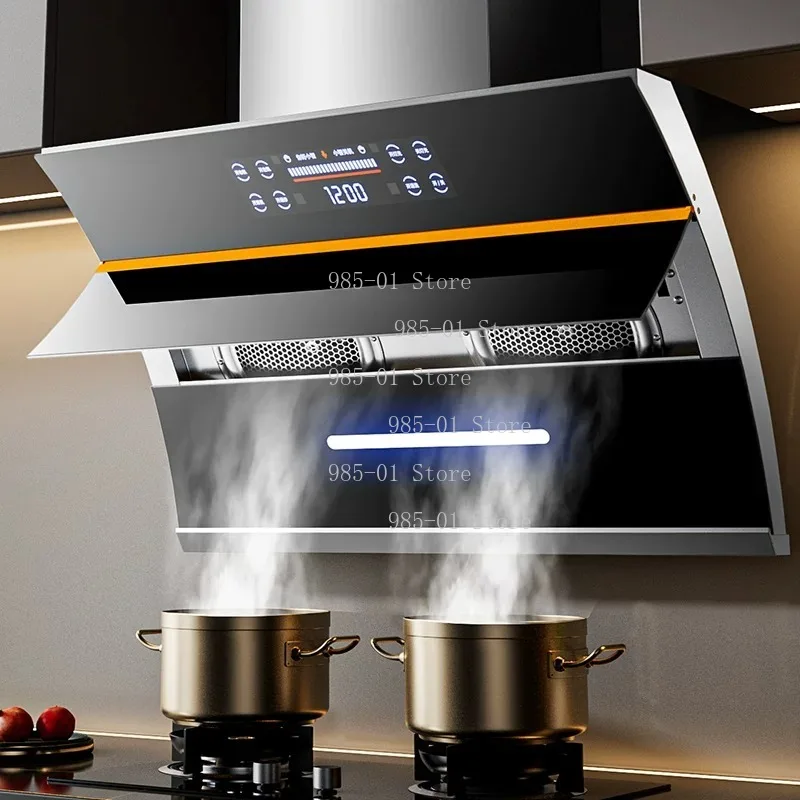 Household Self Cleaning Range Hood Strong Suction Dual Motor Kitchen Vent Equipment