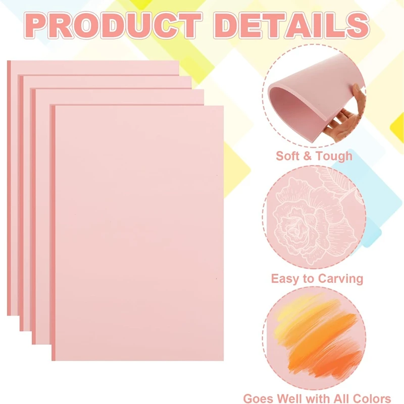 TOP 4 Pieces Rubber Carving Blocks, 8 X 12 Linoleum Blocks For Printing, Stamp Carving Kit, For Stamp Carving, DIY