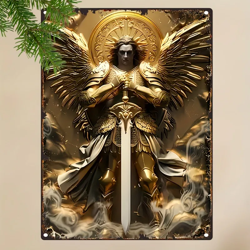 

Classic Angel Theme Decorative Sign & Plaque, Vintage Iron Wall Hanging for Porch, Bedroom, Winter, Christmas, Desk Decor