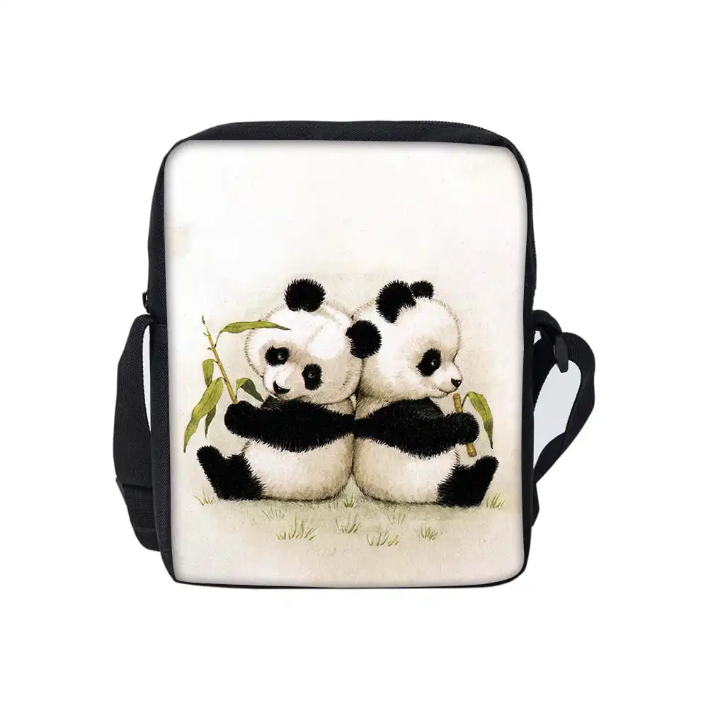 Panda Pattern Single Sided Messenger Bag for Boy/Girls Children Best Gifts 2D Cartoon Casual Crossbody Bag