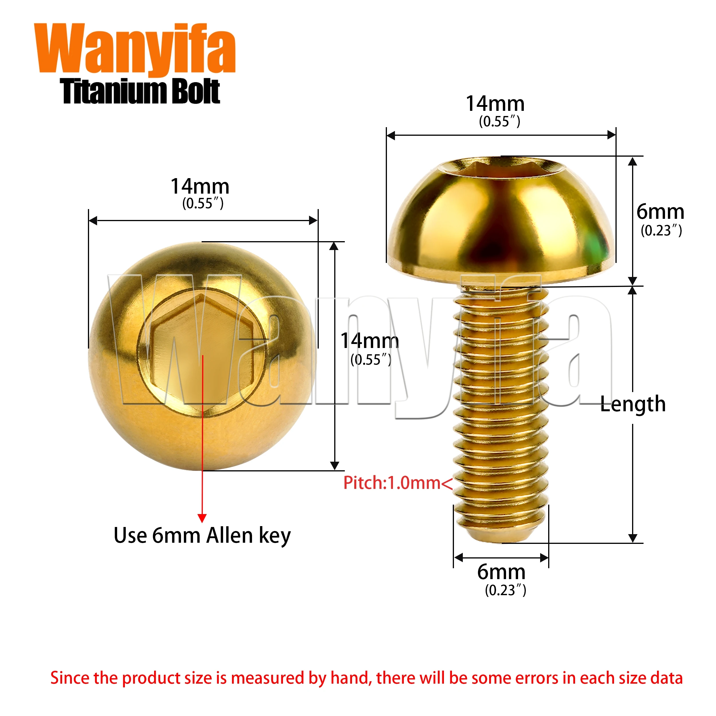 Wanyifa Titanium Bolts M6x17mm Allen Round Head Screws for Motorcycle Parts 4Pcs