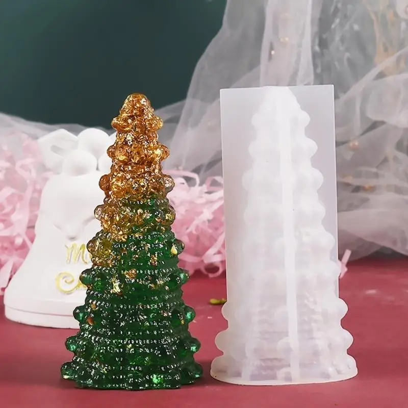

X4YA DIY Crystal Epoxy Resin Mold Christmas Tree Handmade Molds Small Night Light Table Decorations Mirror Silicone Mould