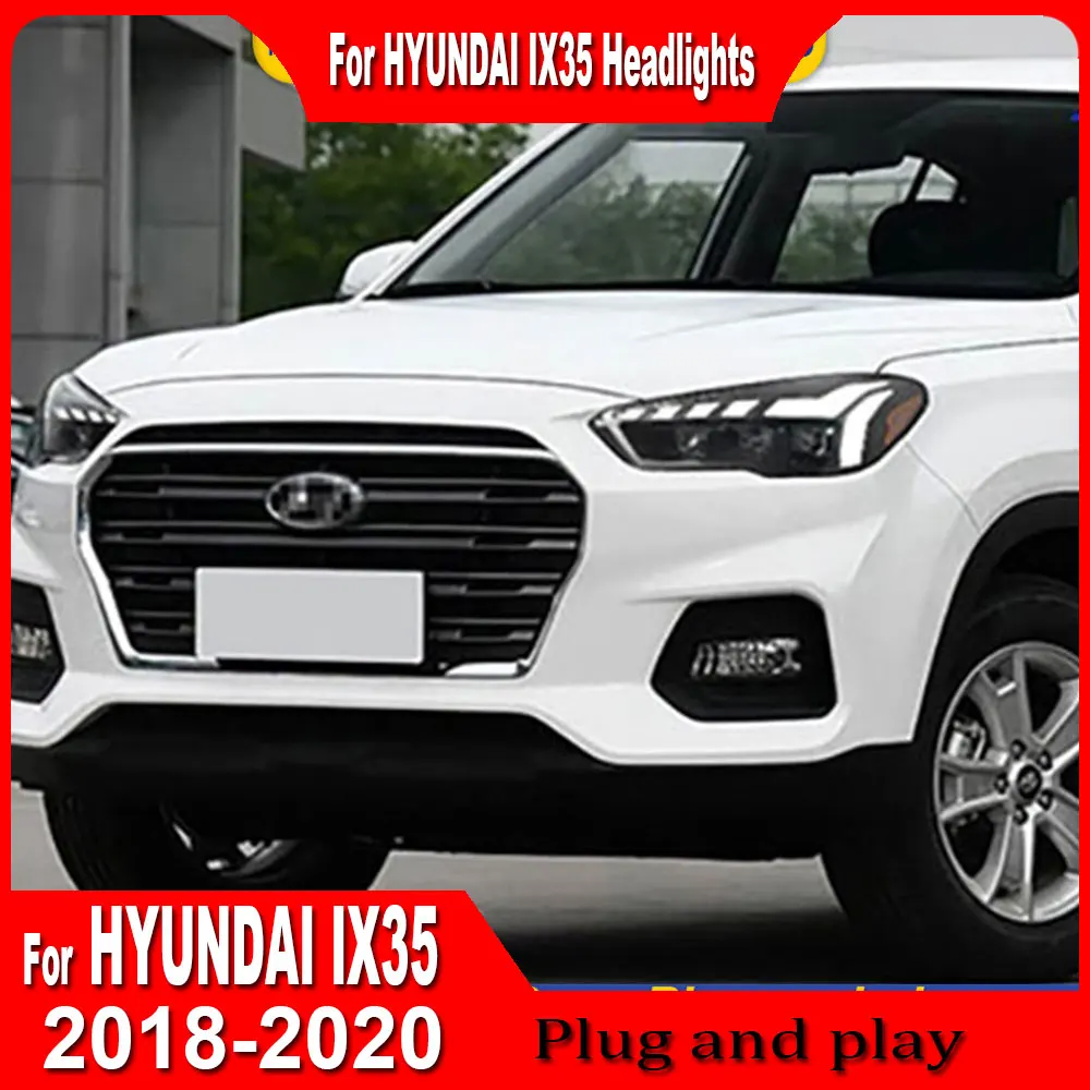 Car Full LED headlights for Hyundai ix35 2018 2019 2020 LED Auto Headlight Assembly Upgrade Bifocal Lens Dynamic Signal Lamp