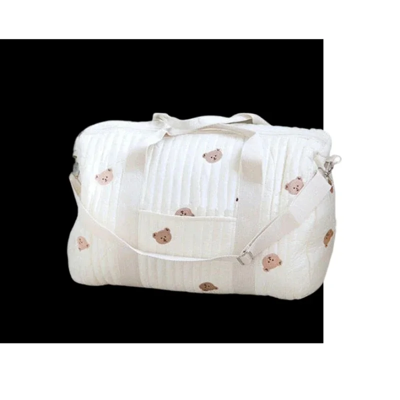 Luxury Large Travel Mom Diaper Shoulder Storage Mom Diaper Storage Bag Cotton Quilted Baby Hospital Bag