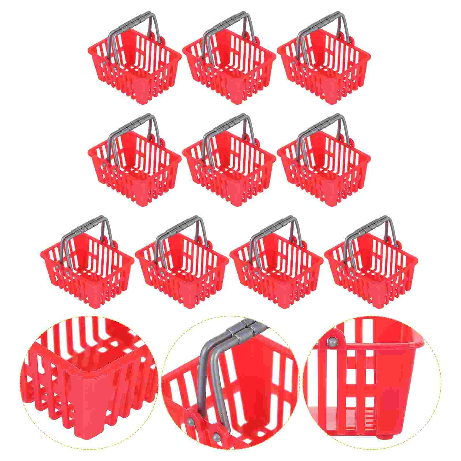 10 Pcs Groceries Mini Shopping Basket Toddler Toys Cart Plastic Miniature Model