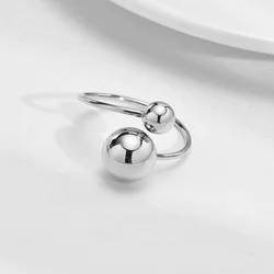 No Fade Stainless Steel Adjustable Open Spheres Anillo Wrap Double Ball Around Ring For Women Asymmetrical Jewelry Accessory