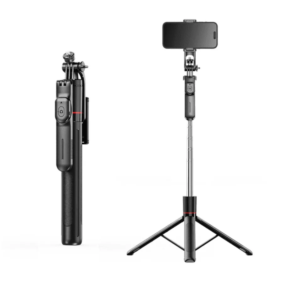 Tripé para Selfie de 1,7M com Armazenamento Compacto de 30cm, 360 ° Base de Tripé Estável para Selfies/Transmissões ao Vivo/Vlogs