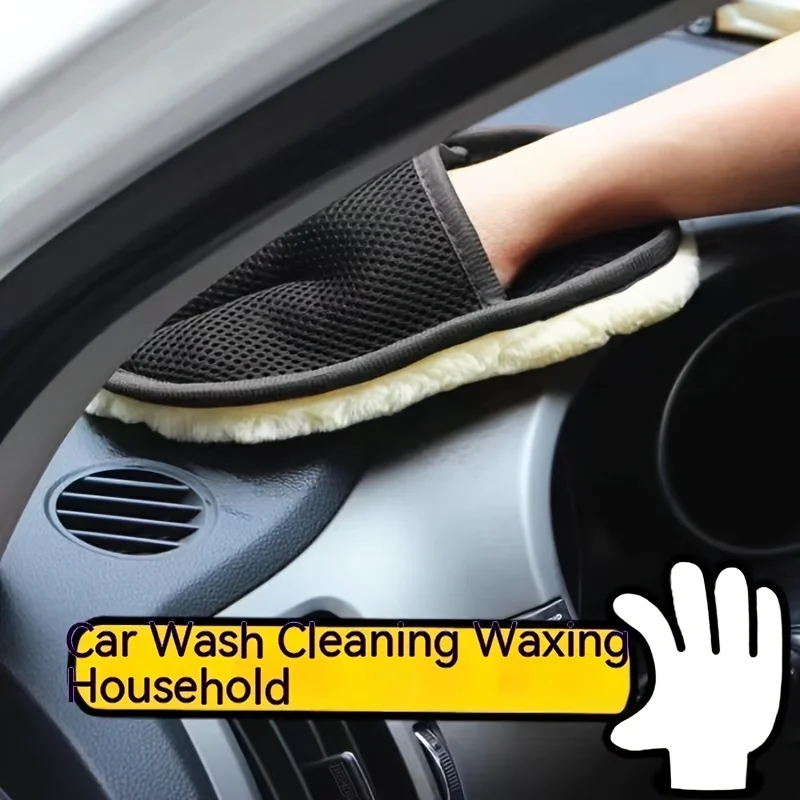 Car Washing Gloves, Wool Plush, Thickened Car Wiping Gloves, Car Waxing Gloves, Bear Paw Car Wiping Cloth, Cleaning Tool view 3