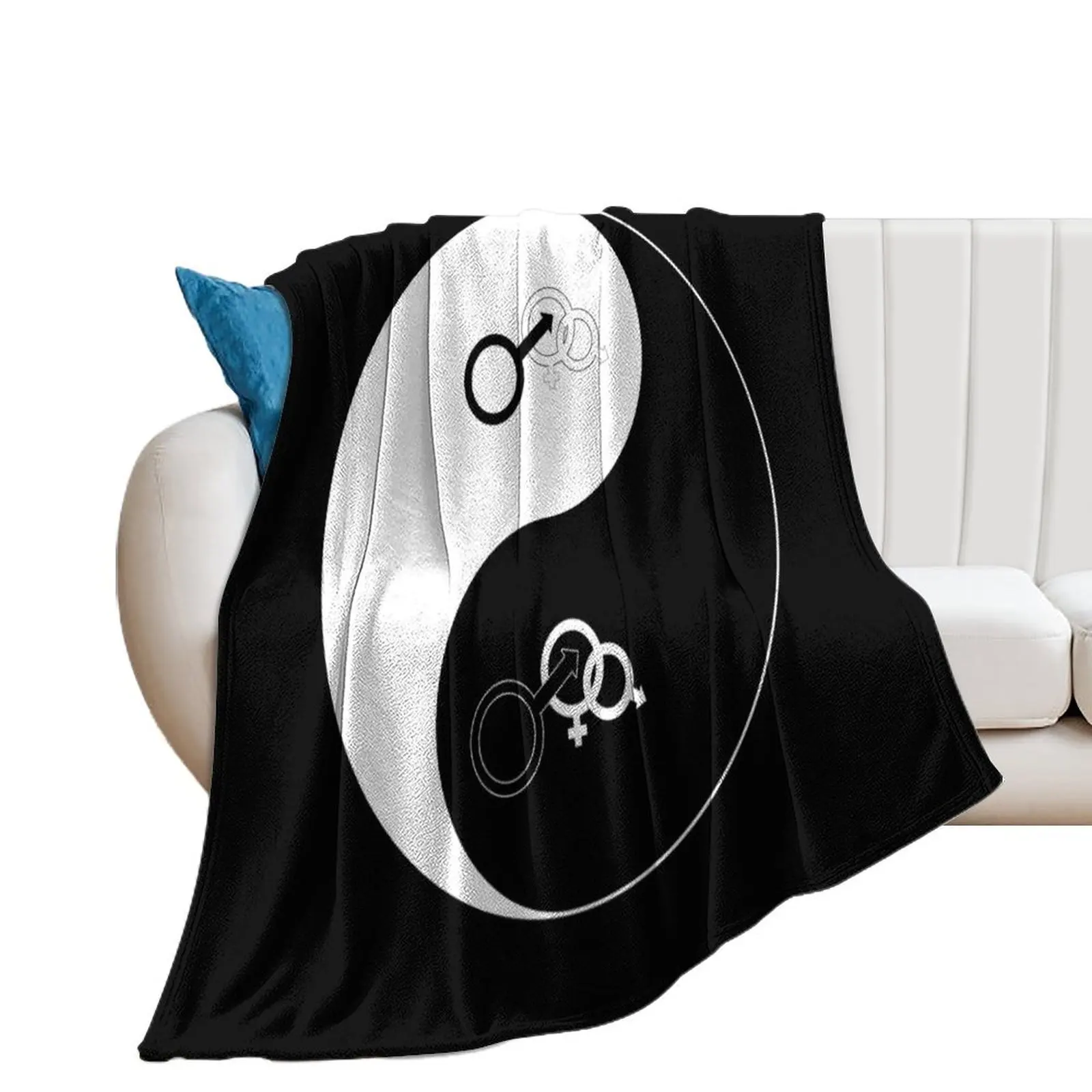 Yin Yang Cuckold Lifestyle White Throw Blanket Comforter wednesday Blankets