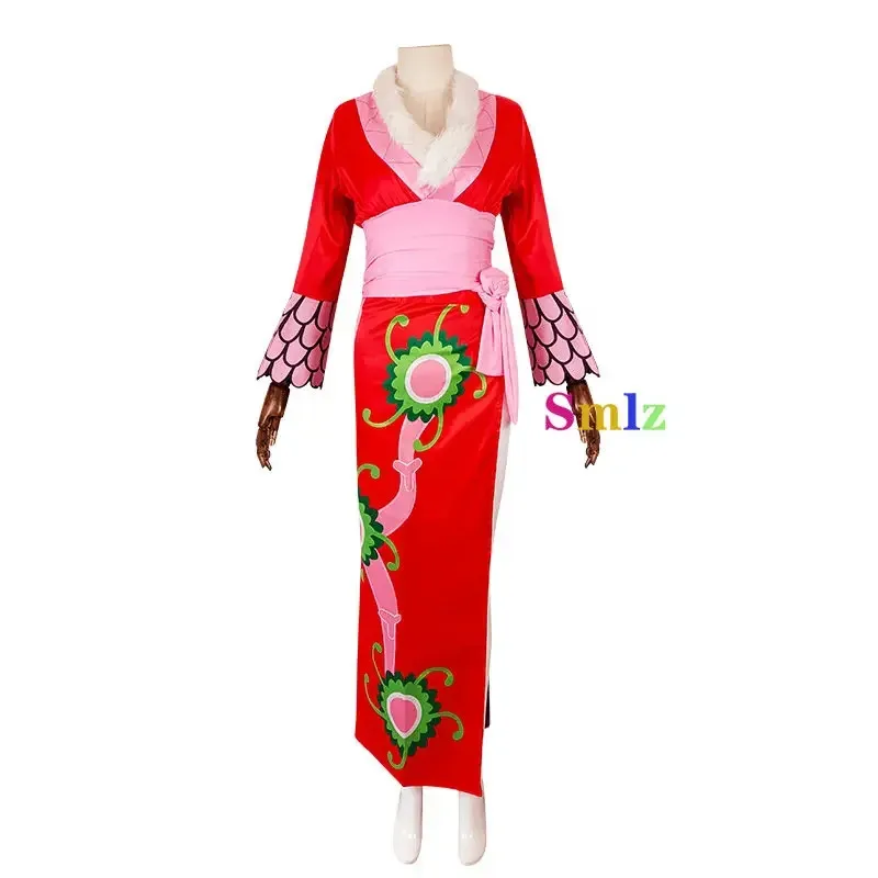New Boa Hancock Cosplay Kimono Anime Hancock Dresses Cloak Costume Halloween Women Cos Set Wig ABC ABC1234567892025