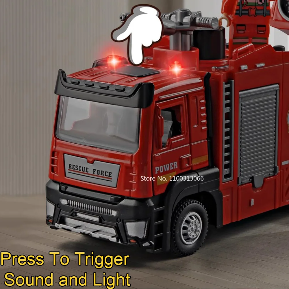 1:32 modelos de motor de bombeiros brinquedos carros liga fundição portas abertas veículos com música leve carro em miniatura para meninos brinquedo educativo
