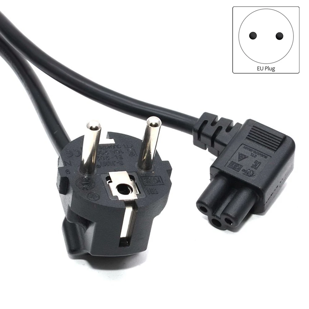 EU Plug 2 Pin-4.8mm to C5 90 Degree/Angle Cloverleaf Lead Power Cable Lead Cord PC Monitor