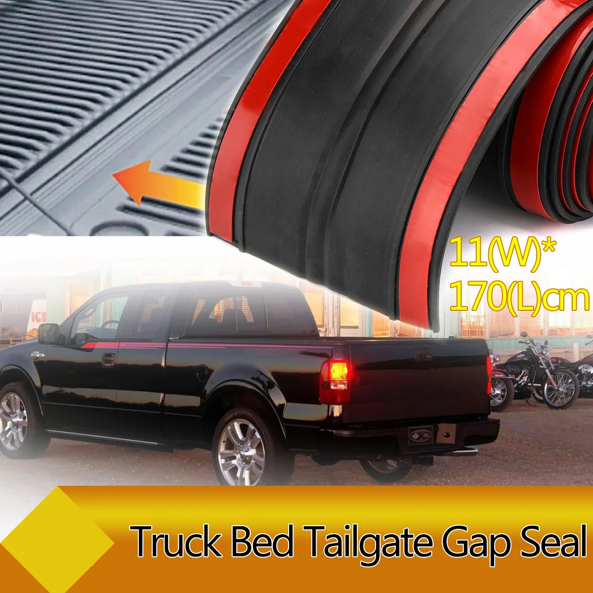 170*11cm Adhesive Universal Rubber Truck Pickup Bed Tailgate Gap Cover Filler Seal Shield Lip Weather Stripping Cap Seal Kit